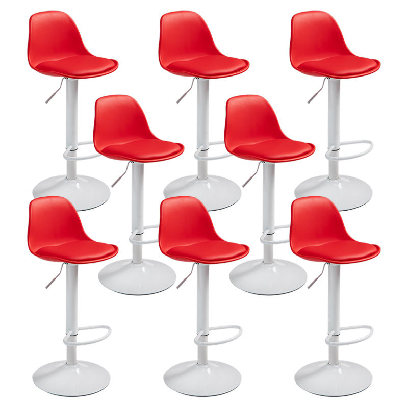 Contemporary Adjustable Height Bar Stool PU Leather Bar Stools for Kitchen Red White 8 Piece Set Clearhalo 'Bar Furniture' 'Bar Stools' 'bar_stools' 'furn' 'furn_bar_stools' 'Furniture' 'Kitchen & Dining Furniture' 5338344