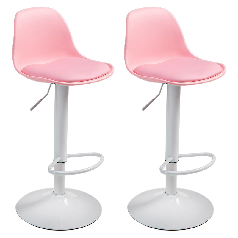 Contemporary Adjustable Height Bar Stool PU Leather Bar Stools for Kitchen Pink White 2 Piece Set Clearhalo 'Bar Furniture' 'Bar Stools' 'bar_stools' 'furn' 'furn_bar_stools' 'Furniture' 'Kitchen & Dining Furniture' 5338349