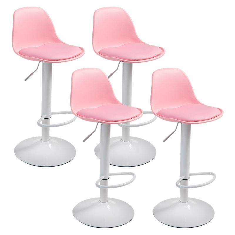 Contemporary Adjustable Height Bar Stool PU Leather Bar Stools for Kitchen Pink White 4 Piece Set Clearhalo 'Bar Furniture' 'Bar Stools' 'bar_stools' 'furn' 'furn_bar_stools' 'Furniture' 'Kitchen & Dining Furniture' 5338350