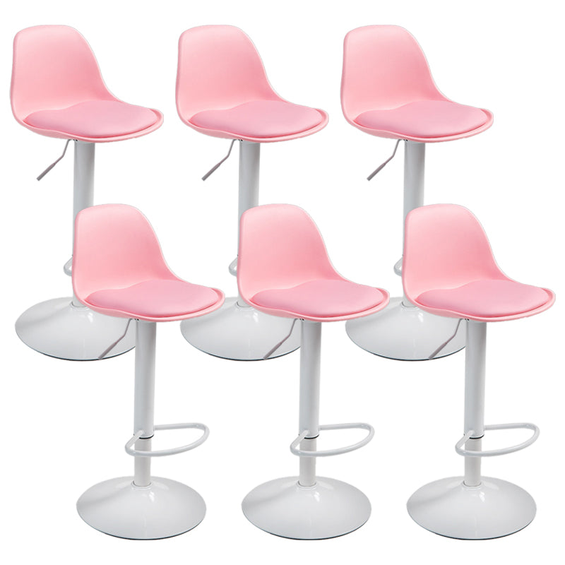 Contemporary Adjustable Height Bar Stool PU Leather Bar Stools for Kitchen Pink White 6 Piece Set Clearhalo 'Bar Furniture' 'Bar Stools' 'bar_stools' 'furn' 'furn_bar_stools' 'Furniture' 'Kitchen & Dining Furniture' 5338351