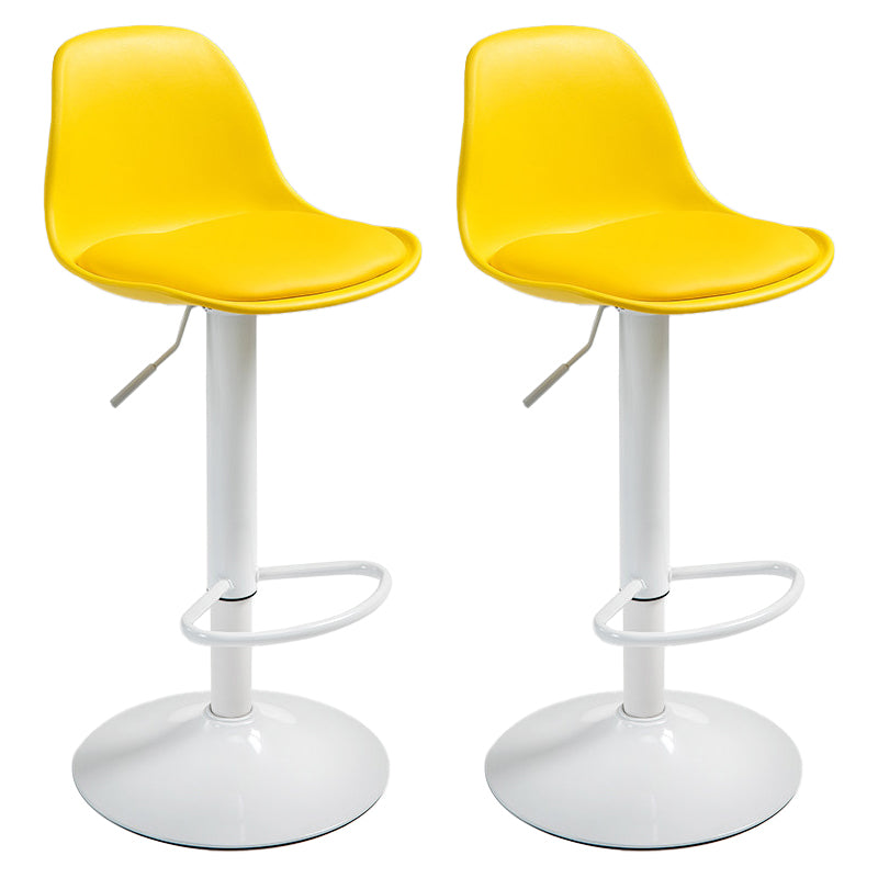 Contemporary Adjustable Height Bar Stool PU Leather Bar Stools for Kitchen Yellow White 2 Piece Set Clearhalo 'Bar Furniture' 'Bar Stools' 'bar_stools' 'furn' 'furn_bar_stools' 'Furniture' 'Kitchen & Dining Furniture' 5338357