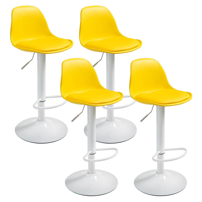 Contemporary Adjustable Height Bar Stool PU Leather Bar Stools for Kitchen Yellow White 4 Piece Set Clearhalo 'Bar Furniture' 'Bar Stools' 'bar_stools' 'furn' 'furn_bar_stools' 'Furniture' 'Kitchen & Dining Furniture' 5338358