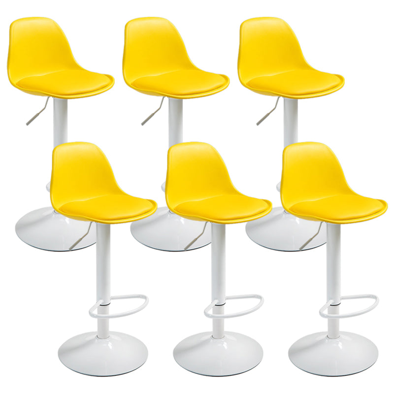 Contemporary Adjustable Height Bar Stool PU Leather Bar Stools for Kitchen Yellow White 6 Piece Set Clearhalo 'Bar Furniture' 'Bar Stools' 'bar_stools' 'furn' 'furn_bar_stools' 'Furniture' 'Kitchen & Dining Furniture' 5338359