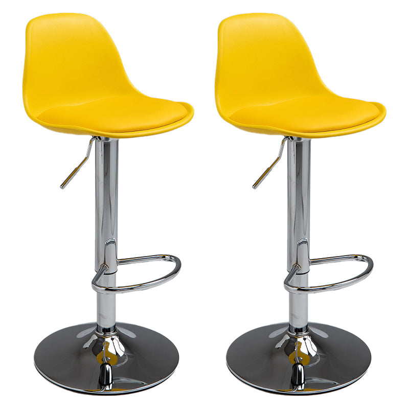 Contemporary Adjustable Height Bar Stool PU Leather Bar Stools for Kitchen Yellow Silver 2 Piece Set Clearhalo 'Bar Furniture' 'Bar Stools' 'bar_stools' 'furn' 'furn_bar_stools' 'Furniture' 'Kitchen & Dining Furniture' 5338361