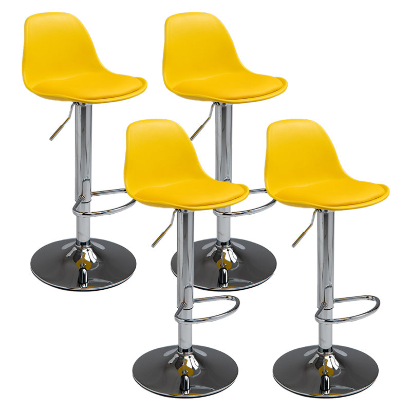 Contemporary Adjustable Height Bar Stool PU Leather Bar Stools for Kitchen Yellow Silver 4 Piece Set Clearhalo 'Bar Furniture' 'Bar Stools' 'bar_stools' 'furn' 'furn_bar_stools' 'Furniture' 'Kitchen & Dining Furniture' 5338362