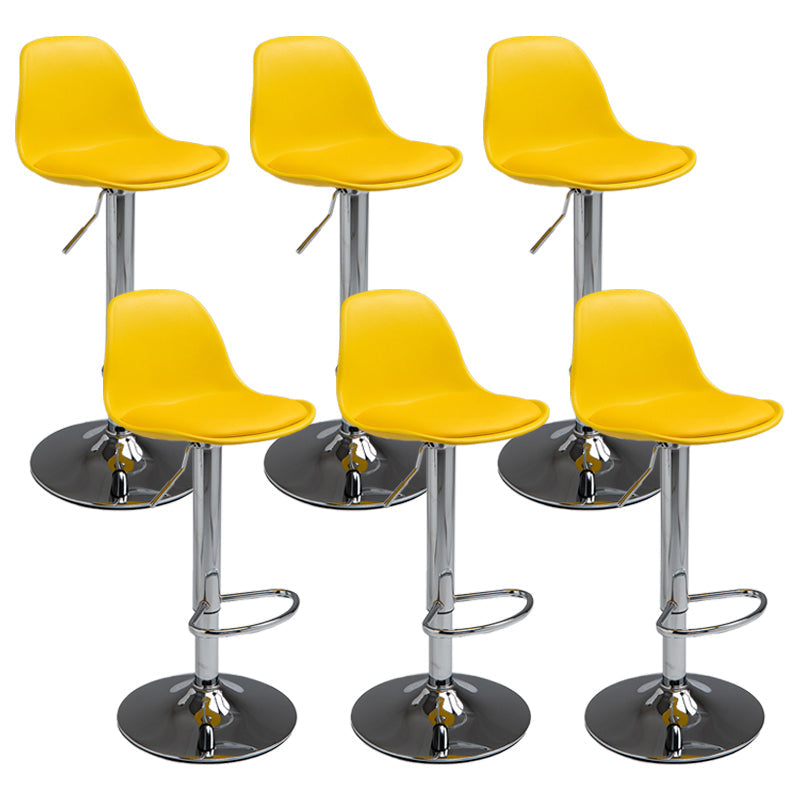 Contemporary Adjustable Height Bar Stool PU Leather Bar Stools for Kitchen Yellow Silver 6 Piece Set Clearhalo 'Bar Furniture' 'Bar Stools' 'bar_stools' 'furn' 'furn_bar_stools' 'Furniture' 'Kitchen & Dining Furniture' 5338363