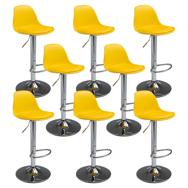 Contemporary Adjustable Height Bar Stool PU Leather Bar Stools for Kitchen Yellow Silver 8 Piece Set Clearhalo 'Bar Furniture' 'Bar Stools' 'bar_stools' 'furn' 'furn_bar_stools' 'Furniture' 'Kitchen & Dining Furniture' 5338364