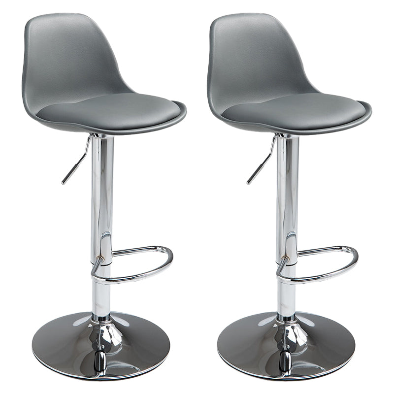 Contemporary Adjustable Height Bar Stool PU Leather Bar Stools for Kitchen Grey Silver 2 Piece Set Clearhalo 'Bar Furniture' 'Bar Stools' 'bar_stools' 'furn' 'furn_bar_stools' 'Furniture' 'Kitchen & Dining Furniture' 5338365