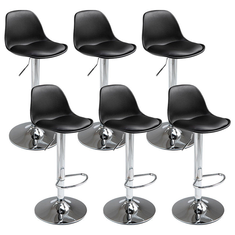 Contemporary Adjustable Height Bar Stool PU Leather Bar Stools for Kitchen Black Silver 6 Piece Set Clearhalo 'Bar Furniture' 'Bar Stools' 'bar_stools' 'furn' 'furn_bar_stools' 'Furniture' 'Kitchen & Dining Furniture' 5338371
