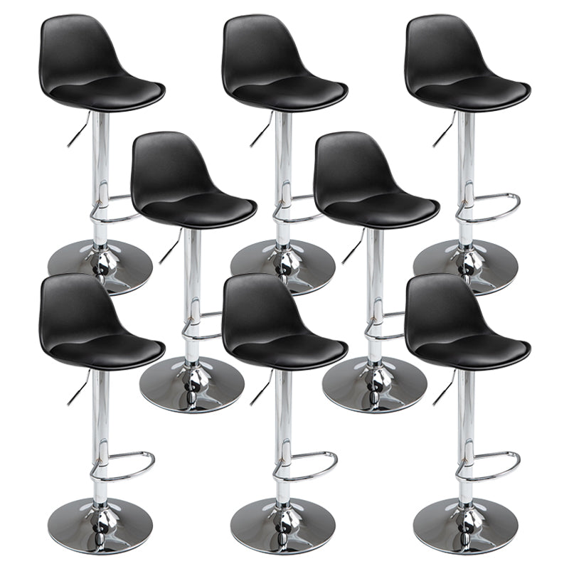 Contemporary Adjustable Height Bar Stool PU Leather Bar Stools for Kitchen Black Silver 8 Piece Set Clearhalo 'Bar Furniture' 'Bar Stools' 'bar_stools' 'furn' 'furn_bar_stools' 'Furniture' 'Kitchen & Dining Furniture' 5338372