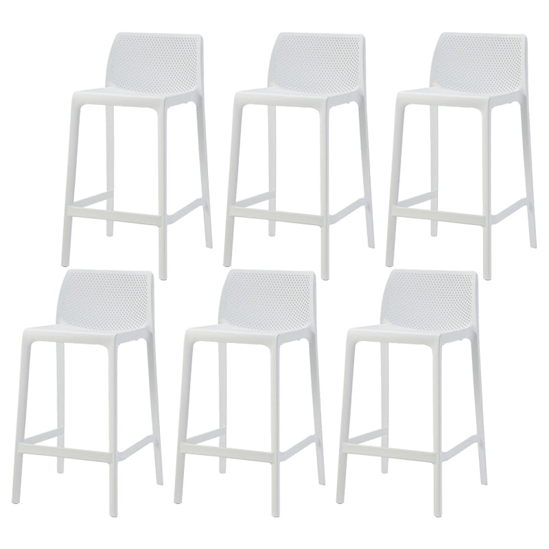 Nordic Simple Stackable Bar-stool Plastic Counter Bar Stool for Home White 6 Piece Set Counter Stool(26"H) Clearhalo 'Bar Furniture' 'Bar Stools' 'bar_stools' 'furn' 'furn_bar_stools' 'Furniture' 'Kitchen & Dining Furniture' 5338441