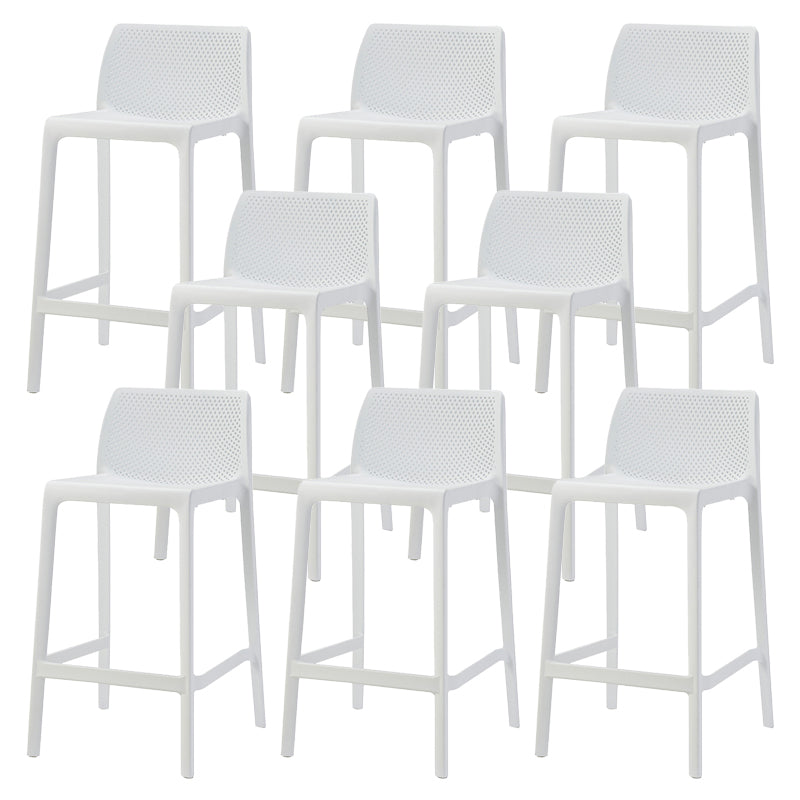 Nordic Simple Stackable Bar-stool Plastic Counter Bar Stool for Home White 8 Piece Set Counter Stool(26"H) Clearhalo 'Bar Furniture' 'Bar Stools' 'bar_stools' 'furn' 'furn_bar_stools' 'Furniture' 'Kitchen & Dining Furniture' 5338443