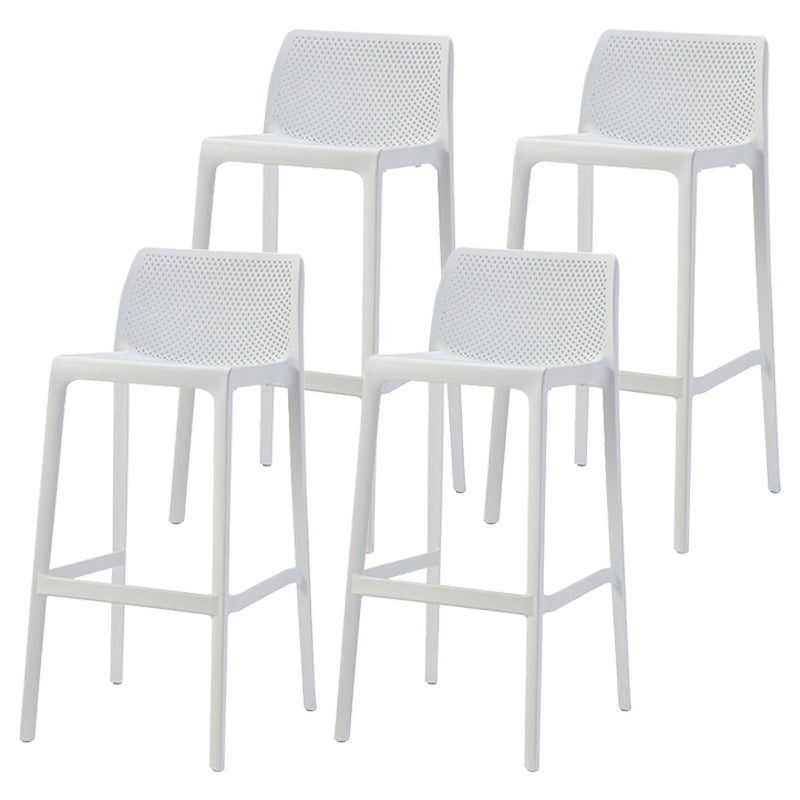 Nordic Simple Stackable Bar-stool Plastic Counter Bar Stool for Home White 4 Piece Set Bar Stool(30"H) Clearhalo 'Bar Furniture' 'Bar Stools' 'bar_stools' 'furn' 'furn_bar_stools' 'Furniture' 'Kitchen & Dining Furniture' 5338448