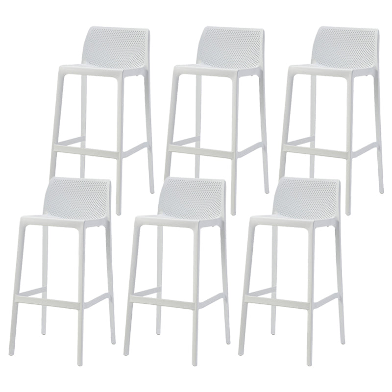 Nordic Simple Stackable Bar-stool Plastic Counter Bar Stool for Home White 6 Piece Set Bar Stool(30"H) Clearhalo 'Bar Furniture' 'Bar Stools' 'bar_stools' 'furn' 'furn_bar_stools' 'Furniture' 'Kitchen & Dining Furniture' 5338450