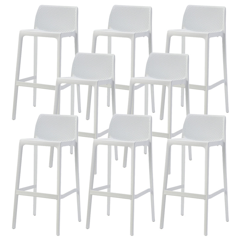 Nordic Simple Stackable Bar-stool Plastic Counter Bar Stool for Home White 8 Piece Set Bar Stool(30"H) Clearhalo 'Bar Furniture' 'Bar Stools' 'bar_stools' 'furn' 'furn_bar_stools' 'Furniture' 'Kitchen & Dining Furniture' 5338451