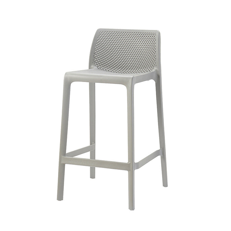 Nordic Simple Stackable Bar-stool Plastic Counter Bar Stool for Home Grey 1 Piece Counter Stool(26"H) Clearhalo 'Bar Furniture' 'Bar Stools' 'bar_stools' 'furn' 'furn_bar_stools' 'Furniture' 'Kitchen & Dining Furniture' 5338452