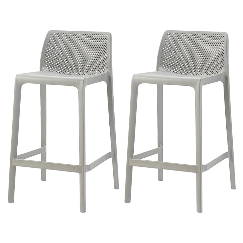 Nordic Simple Stackable Bar-stool Plastic Counter Bar Stool for Home Grey 2 Piece Set Counter Stool(26"H) Clearhalo 'Bar Furniture' 'Bar Stools' 'bar_stools' 'furn' 'furn_bar_stools' 'Furniture' 'Kitchen & Dining Furniture' 5338453