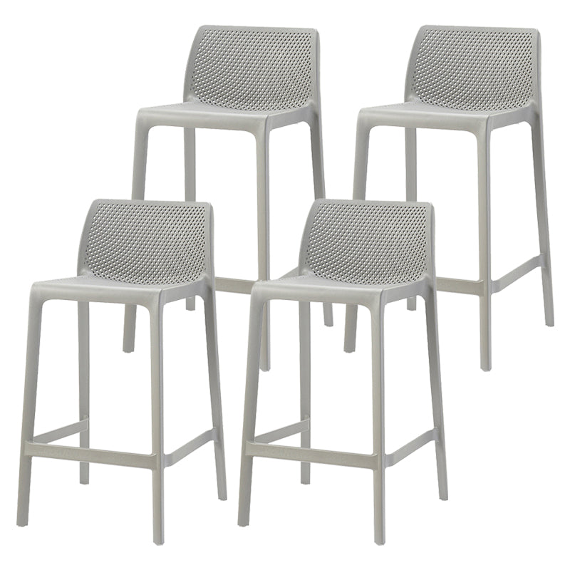 Nordic Simple Stackable Bar-stool Plastic Counter Bar Stool for Home Grey 4 Piece Set Counter Stool(26"H) Clearhalo 'Bar Furniture' 'Bar Stools' 'bar_stools' 'furn' 'furn_bar_stools' 'Furniture' 'Kitchen & Dining Furniture' 5338454