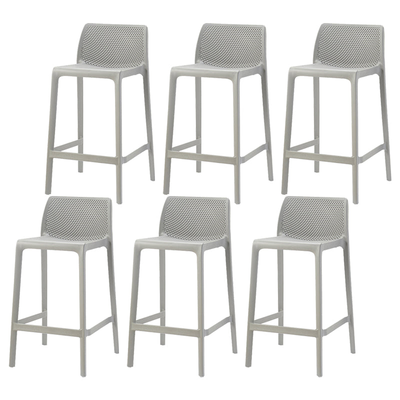 Nordic Simple Stackable Bar-stool Plastic Counter Bar Stool for Home Grey 6 Piece Set Counter Stool(26"H) Clearhalo 'Bar Furniture' 'Bar Stools' 'bar_stools' 'furn' 'furn_bar_stools' 'Furniture' 'Kitchen & Dining Furniture' 5338455