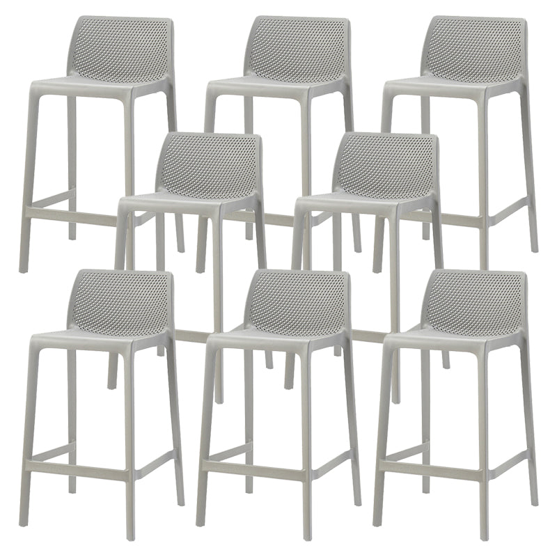 Nordic Simple Stackable Bar-stool Plastic Counter Bar Stool for Home Grey 8 Piece Set Counter Stool(26"H) Clearhalo 'Bar Furniture' 'Bar Stools' 'bar_stools' 'furn' 'furn_bar_stools' 'Furniture' 'Kitchen & Dining Furniture' 5338456