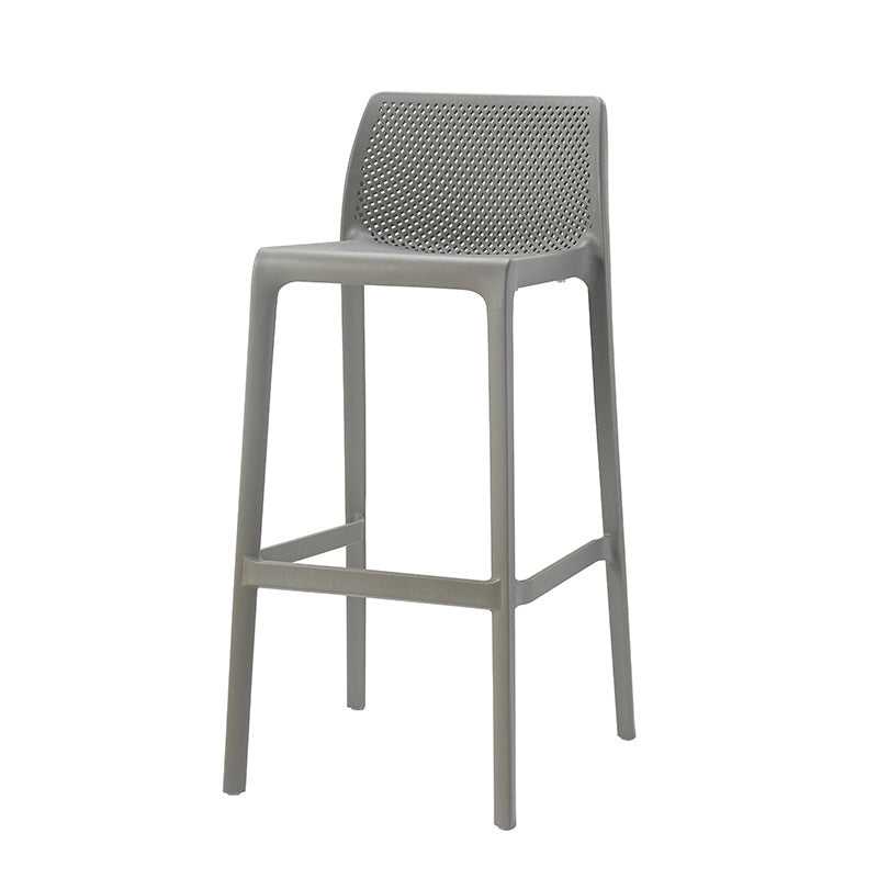 Nordic Simple Stackable Bar-stool Plastic Counter Bar Stool for Home Grey 1 Piece Bar Stool(30"H) Clearhalo 'Bar Furniture' 'Bar Stools' 'bar_stools' 'furn' 'furn_bar_stools' 'Furniture' 'Kitchen & Dining Furniture' 5338457