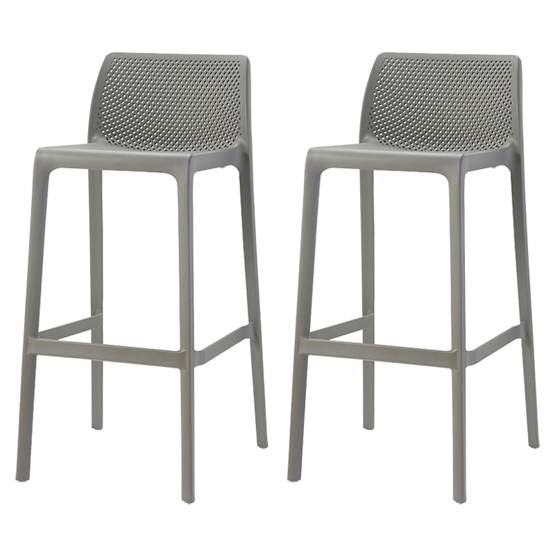 Nordic Simple Stackable Bar-stool Plastic Counter Bar Stool for Home Grey 2 Piece Set Bar Stool(30"H) Clearhalo 'Bar Furniture' 'Bar Stools' 'bar_stools' 'furn' 'furn_bar_stools' 'Furniture' 'Kitchen & Dining Furniture' 5338458