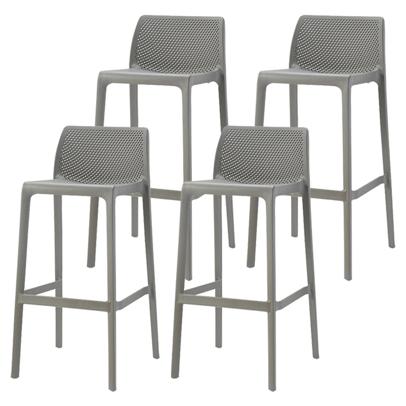 Nordic Simple Stackable Bar-stool Plastic Counter Bar Stool for Home Grey 4 Piece Set Bar Stool(30"H) Clearhalo 'Bar Furniture' 'Bar Stools' 'bar_stools' 'furn' 'furn_bar_stools' 'Furniture' 'Kitchen & Dining Furniture' 5338459
