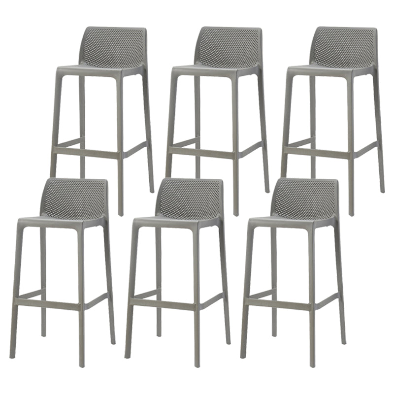 Nordic Simple Stackable Bar-stool Plastic Counter Bar Stool for Home Grey 6 Piece Set Bar Stool(30"H) Clearhalo 'Bar Furniture' 'Bar Stools' 'bar_stools' 'furn' 'furn_bar_stools' 'Furniture' 'Kitchen & Dining Furniture' 5338460