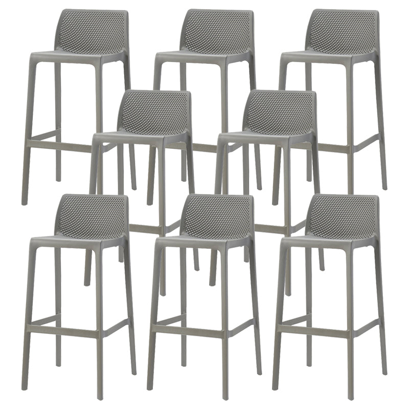Nordic Simple Stackable Bar-stool Plastic Counter Bar Stool for Home Grey 8 Piece Set Bar Stool(30"H) Clearhalo 'Bar Furniture' 'Bar Stools' 'bar_stools' 'furn' 'furn_bar_stools' 'Furniture' 'Kitchen & Dining Furniture' 5338461