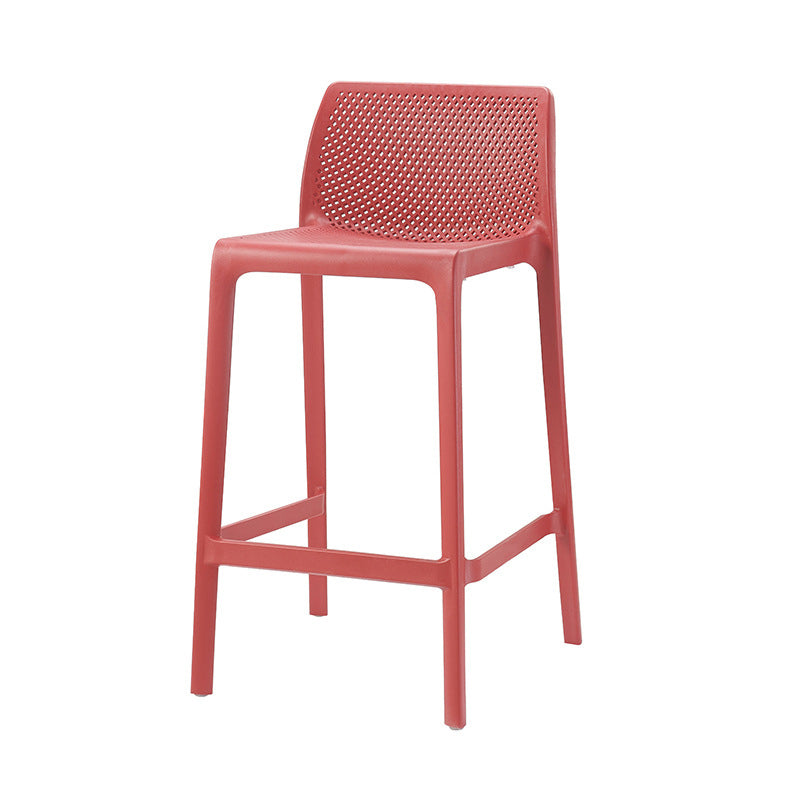 Nordic Simple Stackable Bar-stool Plastic Counter Bar Stool for Home Red 1 Piece Counter Stool(26"H) Clearhalo 'Bar Furniture' 'Bar Stools' 'bar_stools' 'furn' 'furn_bar_stools' 'Furniture' 'Kitchen & Dining Furniture' 5338462