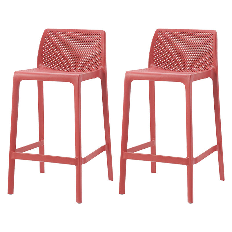 Nordic Simple Stackable Bar-stool Plastic Counter Bar Stool for Home Red 2 Piece Set Counter Stool(26"H) Clearhalo 'Bar Furniture' 'Bar Stools' 'bar_stools' 'furn' 'furn_bar_stools' 'Furniture' 'Kitchen & Dining Furniture' 5338463