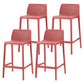 Nordic Simple Stackable Bar-stool Plastic Counter Bar Stool for Home Red 4 Piece Set Counter Stool(26"H) Clearhalo 'Bar Furniture' 'Bar Stools' 'bar_stools' 'furn' 'furn_bar_stools' 'Furniture' 'Kitchen & Dining Furniture' 5338464