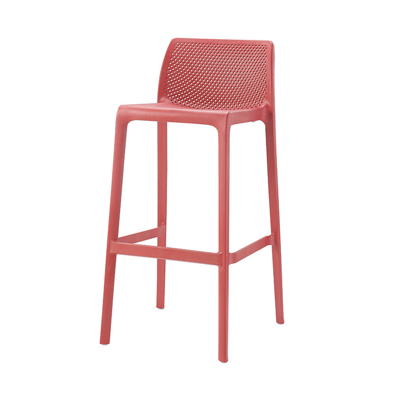 Nordic Simple Stackable Bar-stool Plastic Counter Bar Stool for Home Red 1 Piece Bar Stool(30"H) Clearhalo 'Bar Furniture' 'Bar Stools' 'bar_stools' 'furn' 'furn_bar_stools' 'Furniture' 'Kitchen & Dining Furniture' 5338467