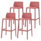 Nordic Simple Stackable Bar-stool Plastic Counter Bar Stool for Home Red 4 Piece Set Bar Stool(30"H) Clearhalo 'Bar Furniture' 'Bar Stools' 'bar_stools' 'furn' 'furn_bar_stools' 'Furniture' 'Kitchen & Dining Furniture' 5338469