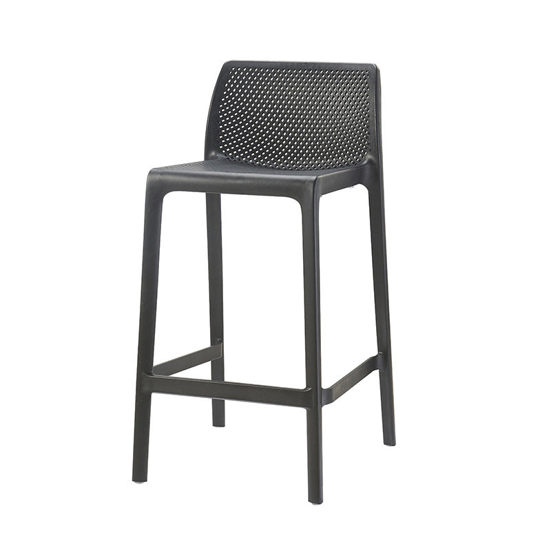 Nordic Simple Stackable Bar-stool Plastic Counter Bar Stool for Home Black 1 Piece Counter Stool(26"H) Clearhalo 'Bar Furniture' 'Bar Stools' 'bar_stools' 'furn' 'furn_bar_stools' 'Furniture' 'Kitchen & Dining Furniture' 5338472