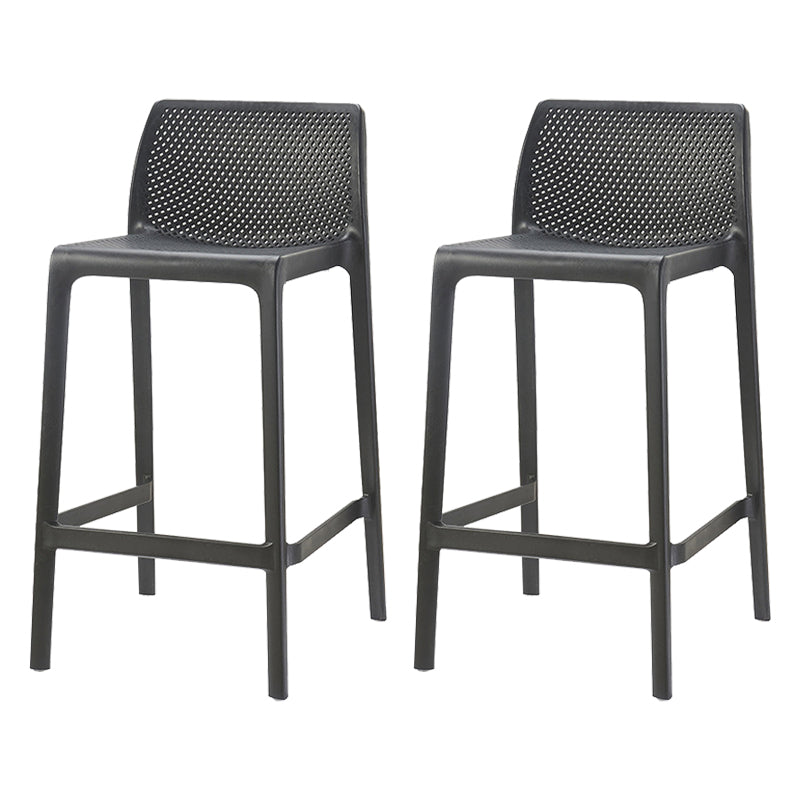 Nordic Simple Stackable Bar-stool Plastic Counter Bar Stool for Home Black 2 Piece Set Counter Stool(26"H) Clearhalo 'Bar Furniture' 'Bar Stools' 'bar_stools' 'furn' 'furn_bar_stools' 'Furniture' 'Kitchen & Dining Furniture' 5338473