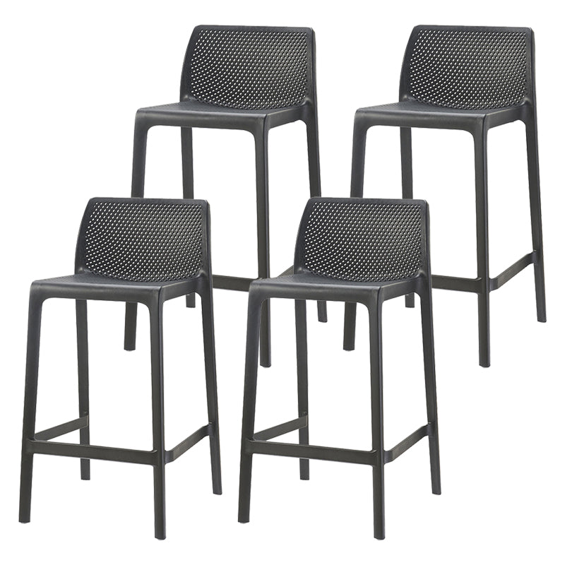 Nordic Simple Stackable Bar-stool Plastic Counter Bar Stool for Home Black 4 Piece Set Counter Stool(26"H) Clearhalo 'Bar Furniture' 'Bar Stools' 'bar_stools' 'furn' 'furn_bar_stools' 'Furniture' 'Kitchen & Dining Furniture' 5338474