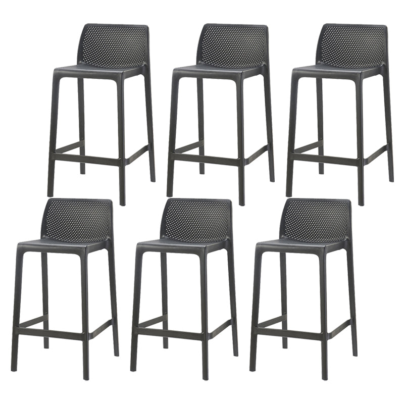 Nordic Simple Stackable Bar-stool Plastic Counter Bar Stool for Home Black 6 Piece Set Counter Stool(26"H) Clearhalo 'Bar Furniture' 'Bar Stools' 'bar_stools' 'furn' 'furn_bar_stools' 'Furniture' 'Kitchen & Dining Furniture' 5338475