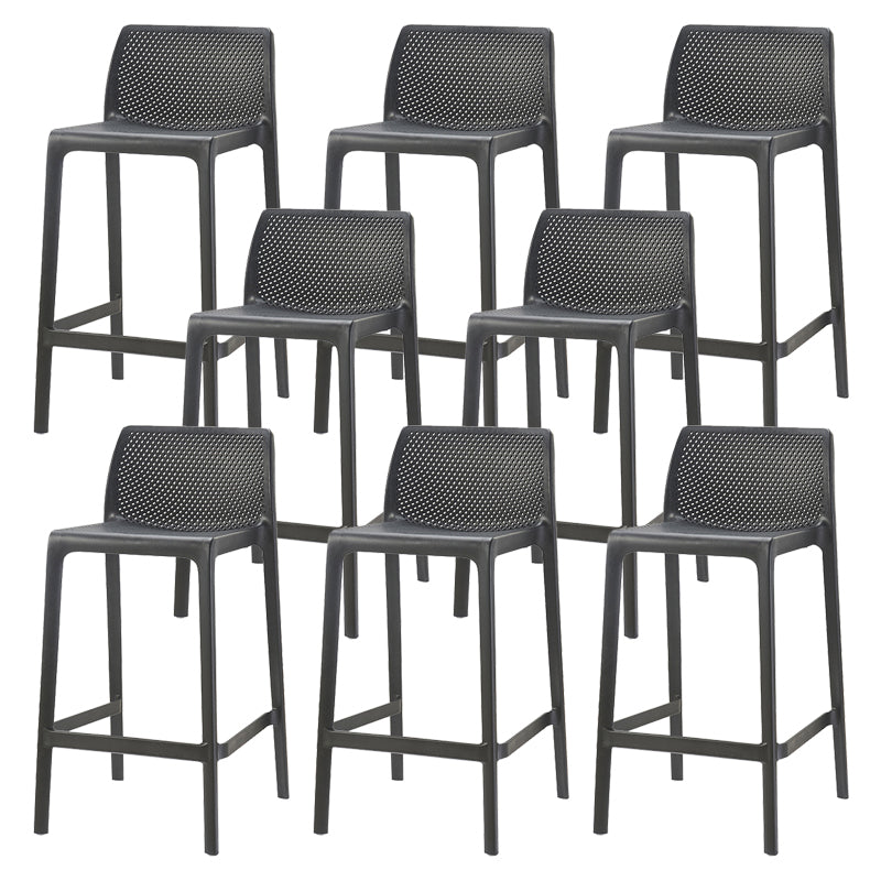 Nordic Simple Stackable Bar-stool Plastic Counter Bar Stool for Home Black 8 Piece Set Counter Stool(26"H) Clearhalo 'Bar Furniture' 'Bar Stools' 'bar_stools' 'furn' 'furn_bar_stools' 'Furniture' 'Kitchen & Dining Furniture' 5338476