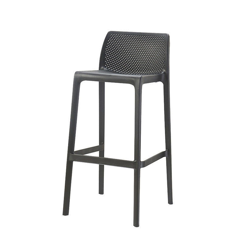 Nordic Simple Stackable Bar-stool Plastic Counter Bar Stool for Home Black 1 Piece Bar Stool(30"H) Clearhalo 'Bar Furniture' 'Bar Stools' 'bar_stools' 'furn' 'furn_bar_stools' 'Furniture' 'Kitchen & Dining Furniture' 5338477