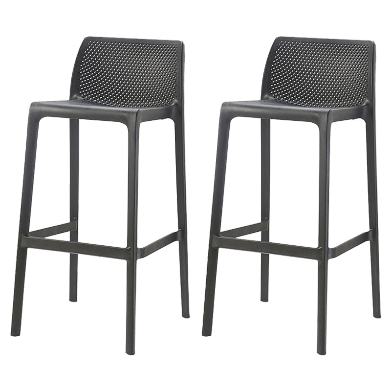 Nordic Simple Stackable Bar-stool Plastic Counter Bar Stool for Home Black 2 Piece Set Bar Stool(30"H) Clearhalo 'Bar Furniture' 'Bar Stools' 'bar_stools' 'furn' 'furn_bar_stools' 'Furniture' 'Kitchen & Dining Furniture' 5338478