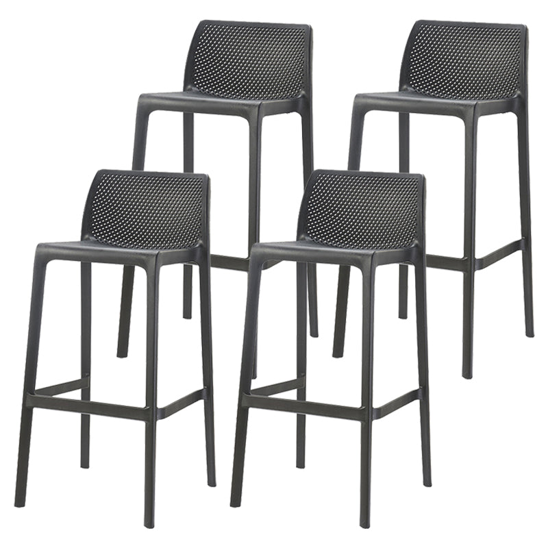 Nordic Simple Stackable Bar-stool Plastic Counter Bar Stool for Home Black 4 Piece Set Bar Stool(30"H) Clearhalo 'Bar Furniture' 'Bar Stools' 'bar_stools' 'furn' 'furn_bar_stools' 'Furniture' 'Kitchen & Dining Furniture' 5338479