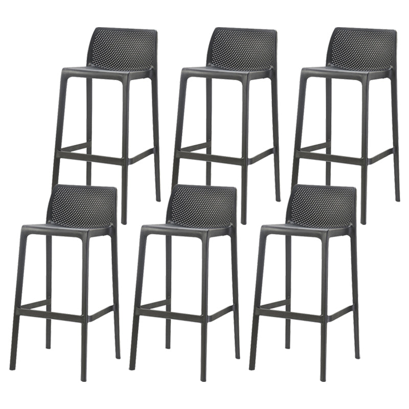 Nordic Simple Stackable Bar-stool Plastic Counter Bar Stool for Home Black 6 Piece Set Bar Stool(30"H) Clearhalo 'Bar Furniture' 'Bar Stools' 'bar_stools' 'furn' 'furn_bar_stools' 'Furniture' 'Kitchen & Dining Furniture' 5338480