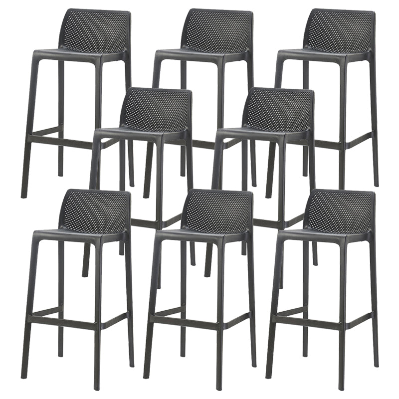 Nordic Simple Stackable Bar-stool Plastic Counter Bar Stool for Home Black 8 Piece Set Bar Stool(30"H) Clearhalo 'Bar Furniture' 'Bar Stools' 'bar_stools' 'furn' 'furn_bar_stools' 'Furniture' 'Kitchen & Dining Furniture' 5338481