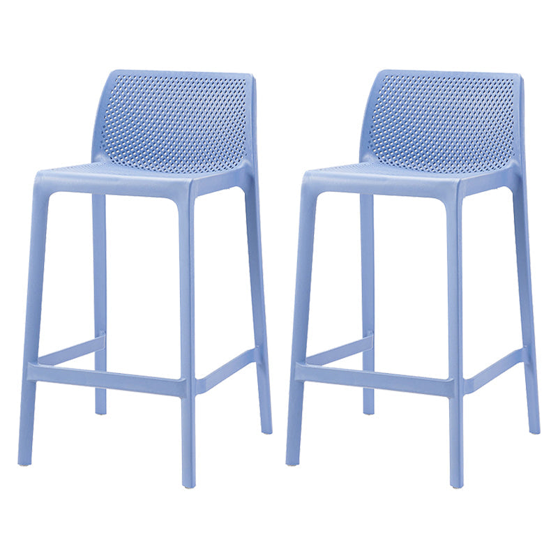 Nordic Simple Stackable Bar-stool Plastic Counter Bar Stool for Home Blue 2 Piece Set Counter Stool(26"H) Clearhalo 'Bar Furniture' 'Bar Stools' 'bar_stools' 'furn' 'furn_bar_stools' 'Furniture' 'Kitchen & Dining Furniture' 5338483