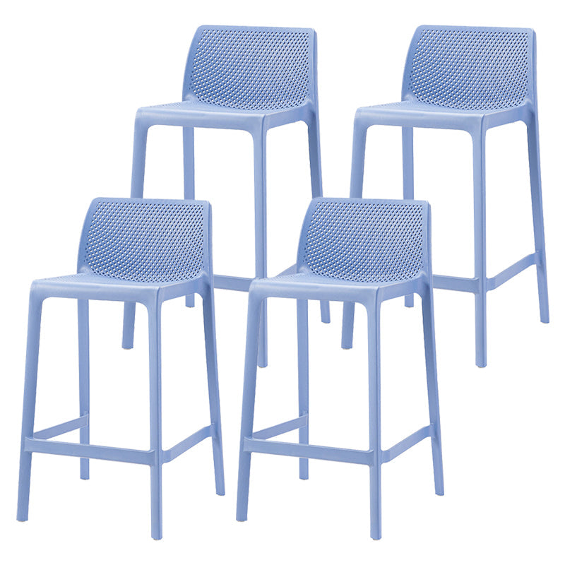 Nordic Simple Stackable Bar-stool Plastic Counter Bar Stool for Home Blue 4 Piece Set Counter Stool(26"H) Clearhalo 'Bar Furniture' 'Bar Stools' 'bar_stools' 'furn' 'furn_bar_stools' 'Furniture' 'Kitchen & Dining Furniture' 5338484