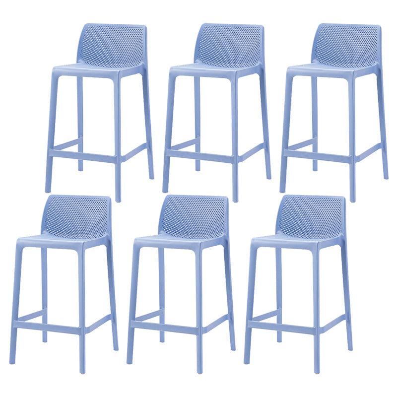 Nordic Simple Stackable Bar-stool Plastic Counter Bar Stool for Home Blue 6 Piece Set Counter Stool(26"H) Clearhalo 'Bar Furniture' 'Bar Stools' 'bar_stools' 'furn' 'furn_bar_stools' 'Furniture' 'Kitchen & Dining Furniture' 5338485
