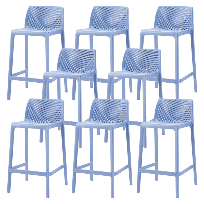 Nordic Simple Stackable Bar-stool Plastic Counter Bar Stool for Home Blue 8 Piece Set Counter Stool(26"H) Clearhalo 'Bar Furniture' 'Bar Stools' 'bar_stools' 'furn' 'furn_bar_stools' 'Furniture' 'Kitchen & Dining Furniture' 5338486
