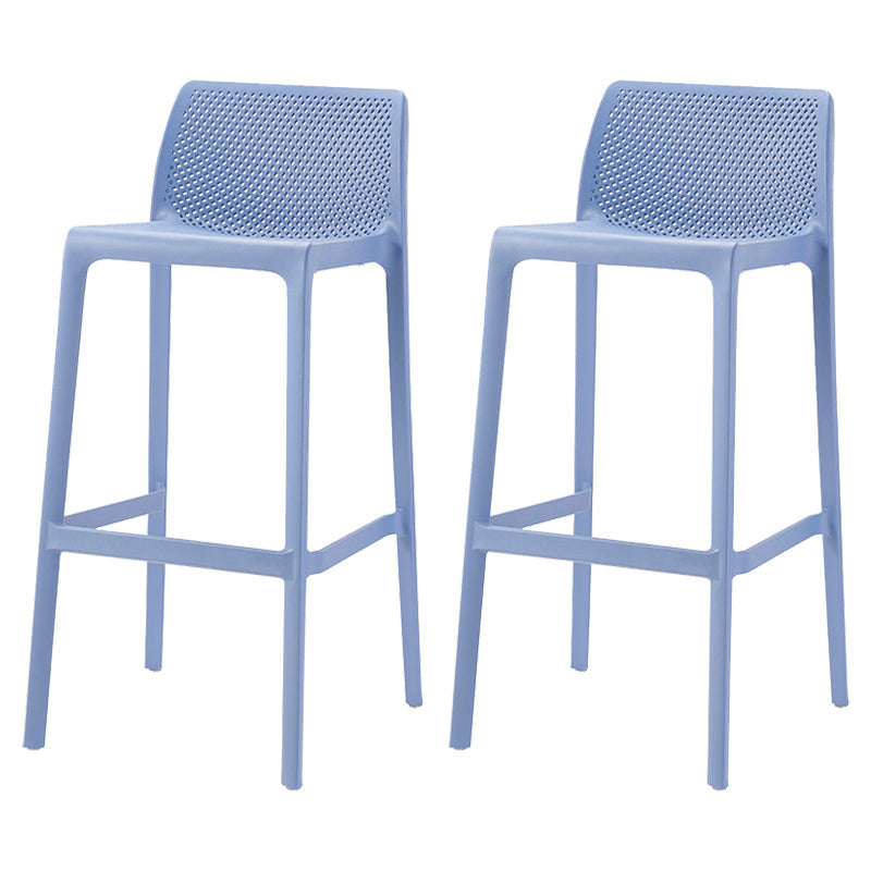 Nordic Simple Stackable Bar-stool Plastic Counter Bar Stool for Home Blue 2 Piece Set Bar Stool(30"H) Clearhalo 'Bar Furniture' 'Bar Stools' 'bar_stools' 'furn' 'furn_bar_stools' 'Furniture' 'Kitchen & Dining Furniture' 5338488