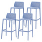 Nordic Simple Stackable Bar-stool Plastic Counter Bar Stool for Home Blue 4 Piece Set Bar Stool(30"H) Clearhalo 'Bar Furniture' 'Bar Stools' 'bar_stools' 'furn' 'furn_bar_stools' 'Furniture' 'Kitchen & Dining Furniture' 5338489